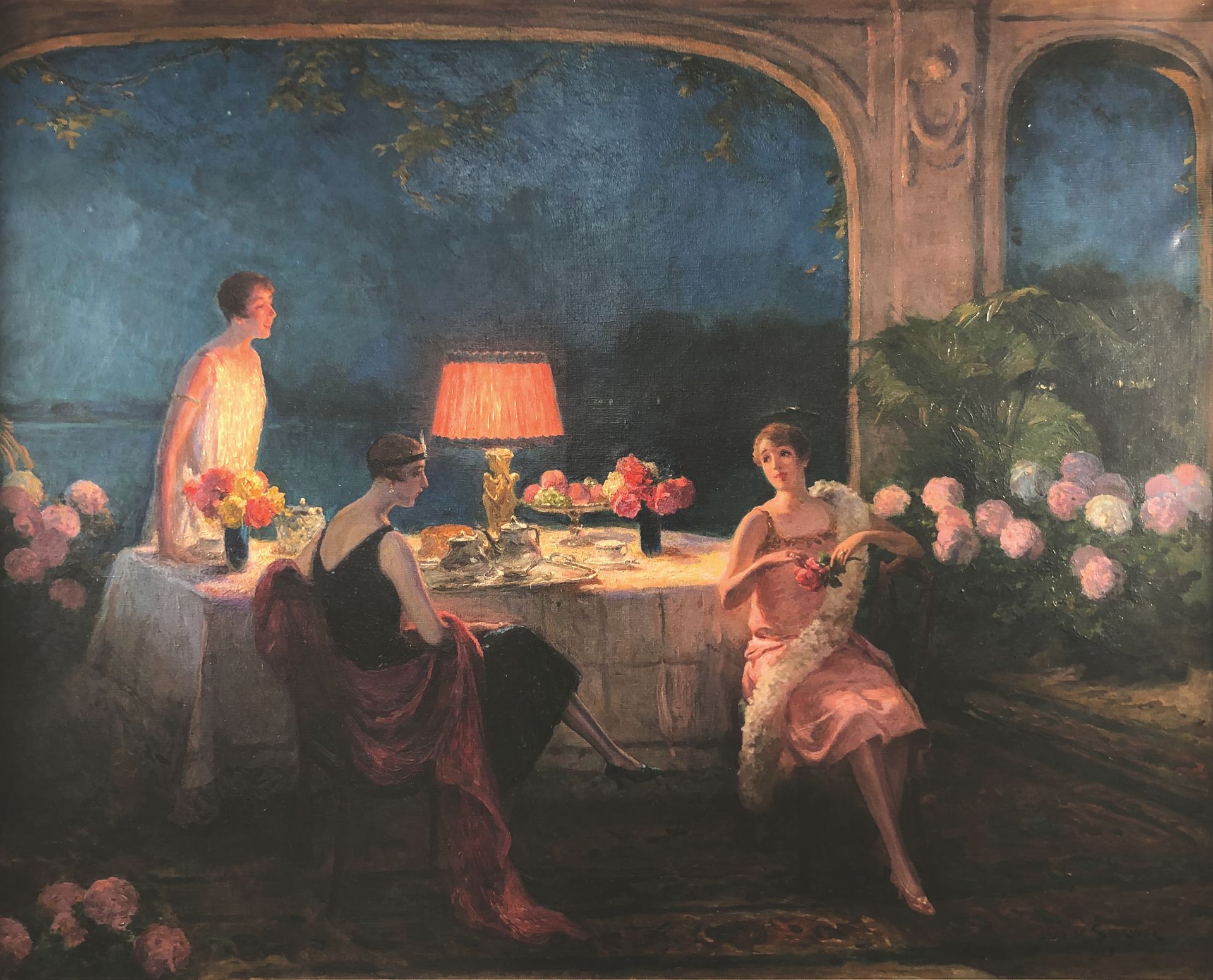 Null 路易斯-玛丽-德-施里弗(1862-1942)

"茶"，1928年。

大型布面油画，右下方有签名和日期。 背面有标题、会签和日期。

73 x 9&hellip;
