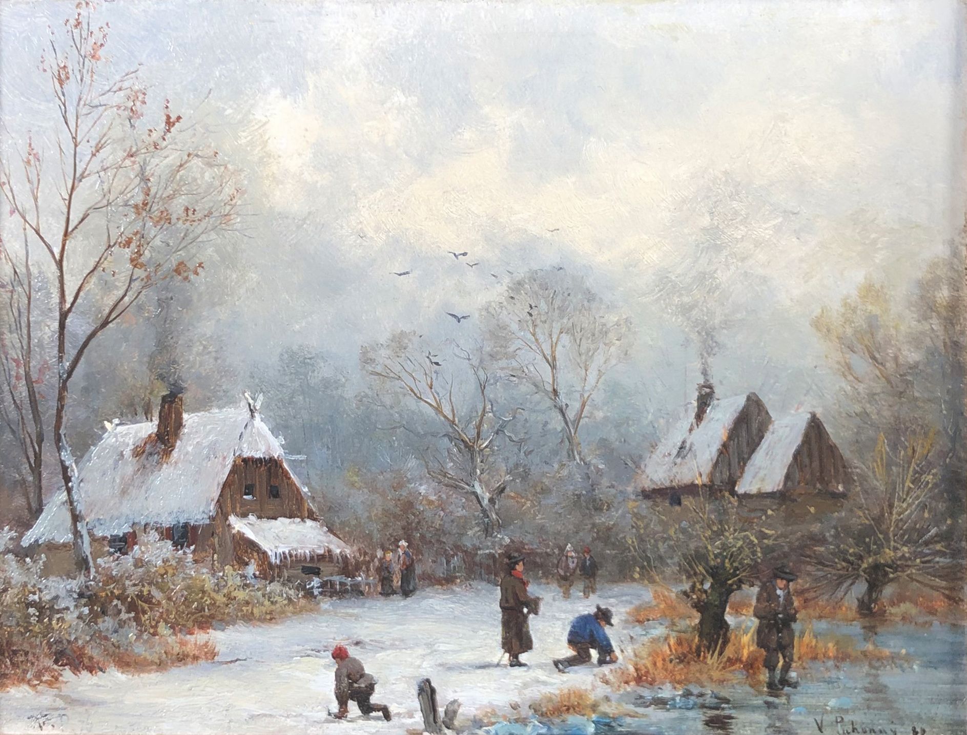 Null Victor PUHONNY (1838-1909) 

Paysage de neige, 1880. 

Huile sur panneau si&hellip;
