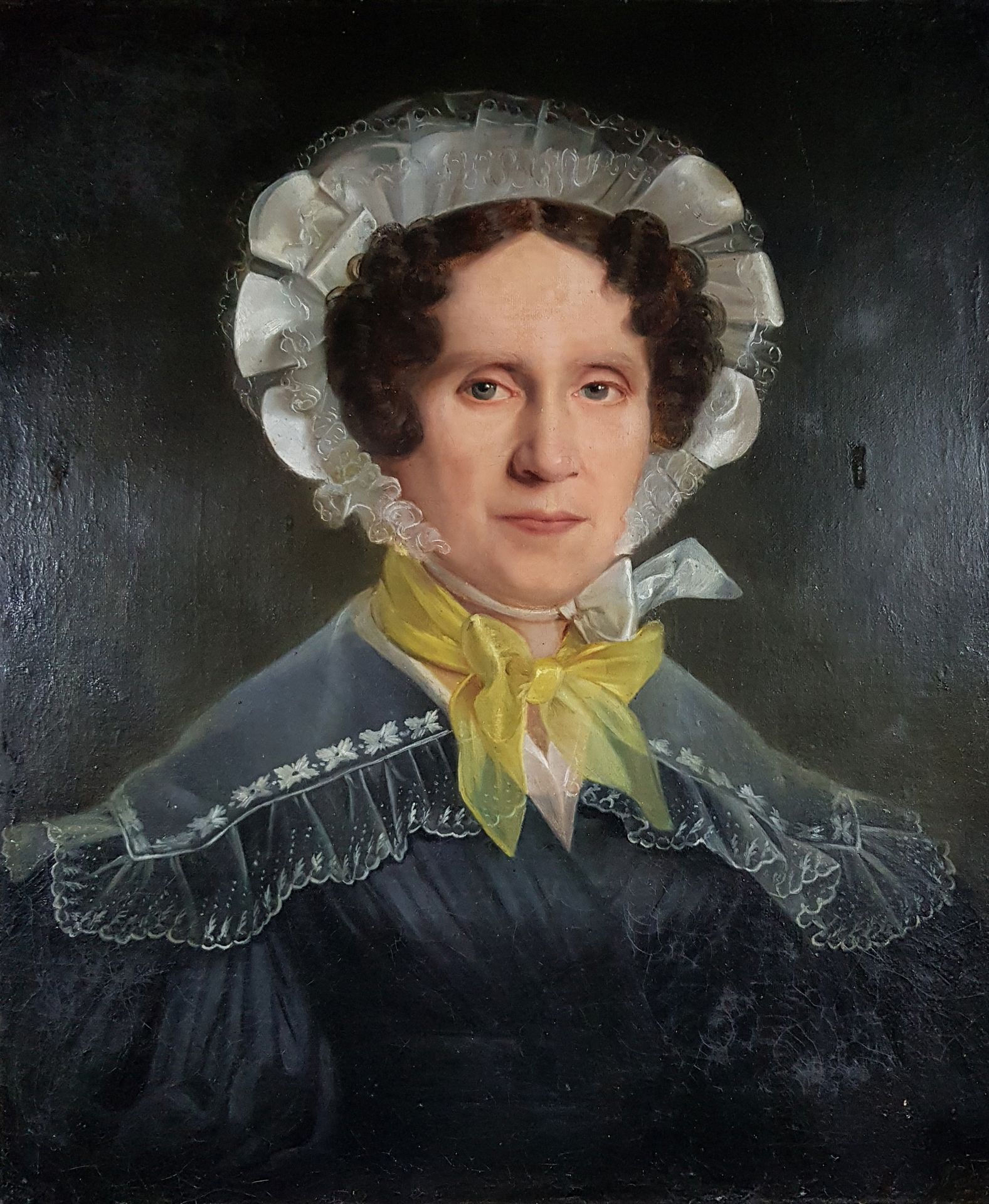 Null Ecole fin XIXe-début XXe siècle 

Portrait de femme au foulard jaune. 

Hui&hellip;