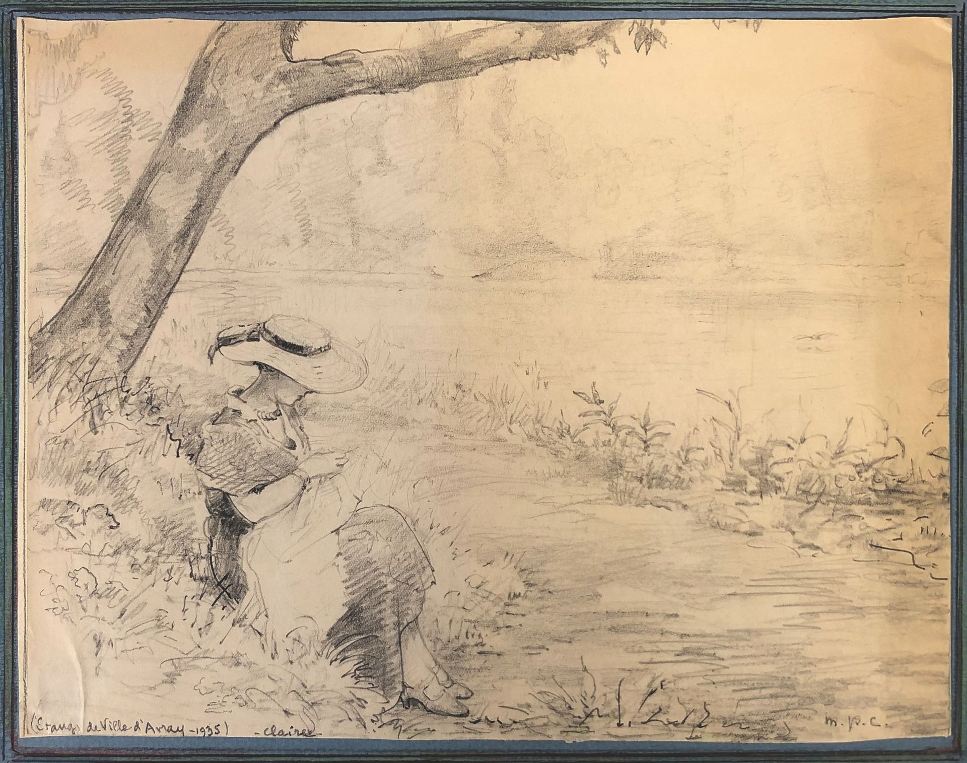Null 莫里斯-佩雷-卡诺 (1892-?)。

"Claire à l'étang de Ville d'Avray"，1935年。

石墨画，右下方有图案&hellip;