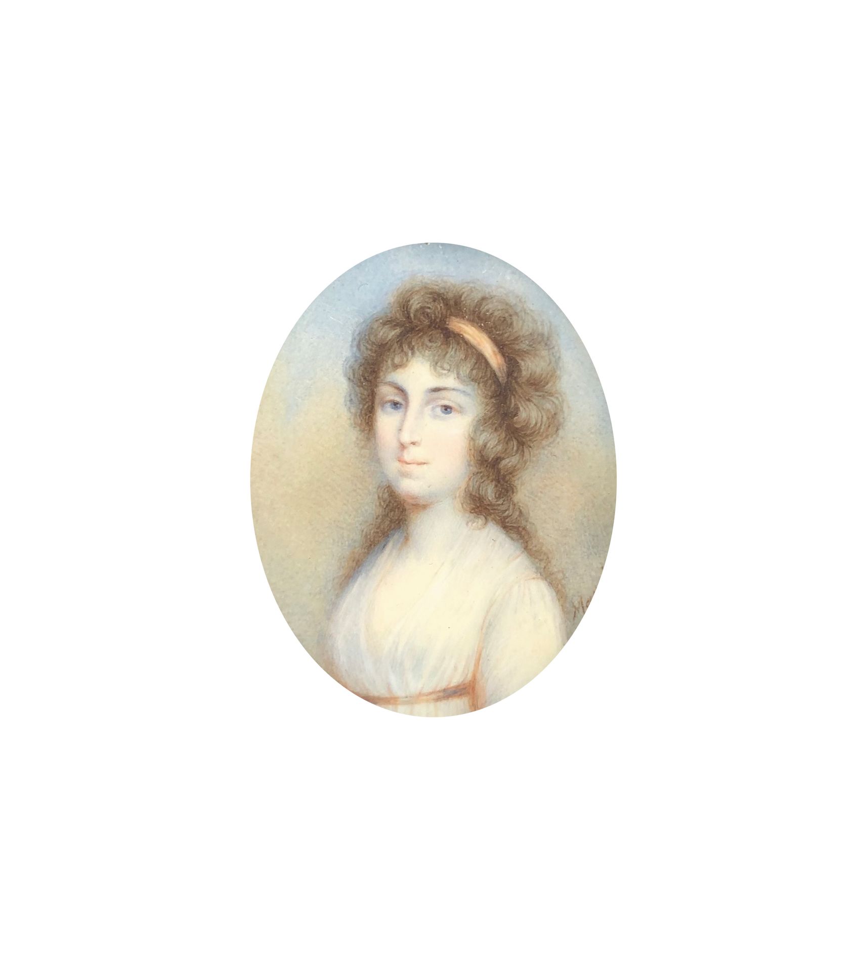 Null 安德烈-莱昂-拉鲁庄园 (1785-c.1840)

一位优雅的女士（威尔士的玛丽公主）的肖像。

右下角有签名的椭圆形视图的微型画。

视图：5 x&hellip;