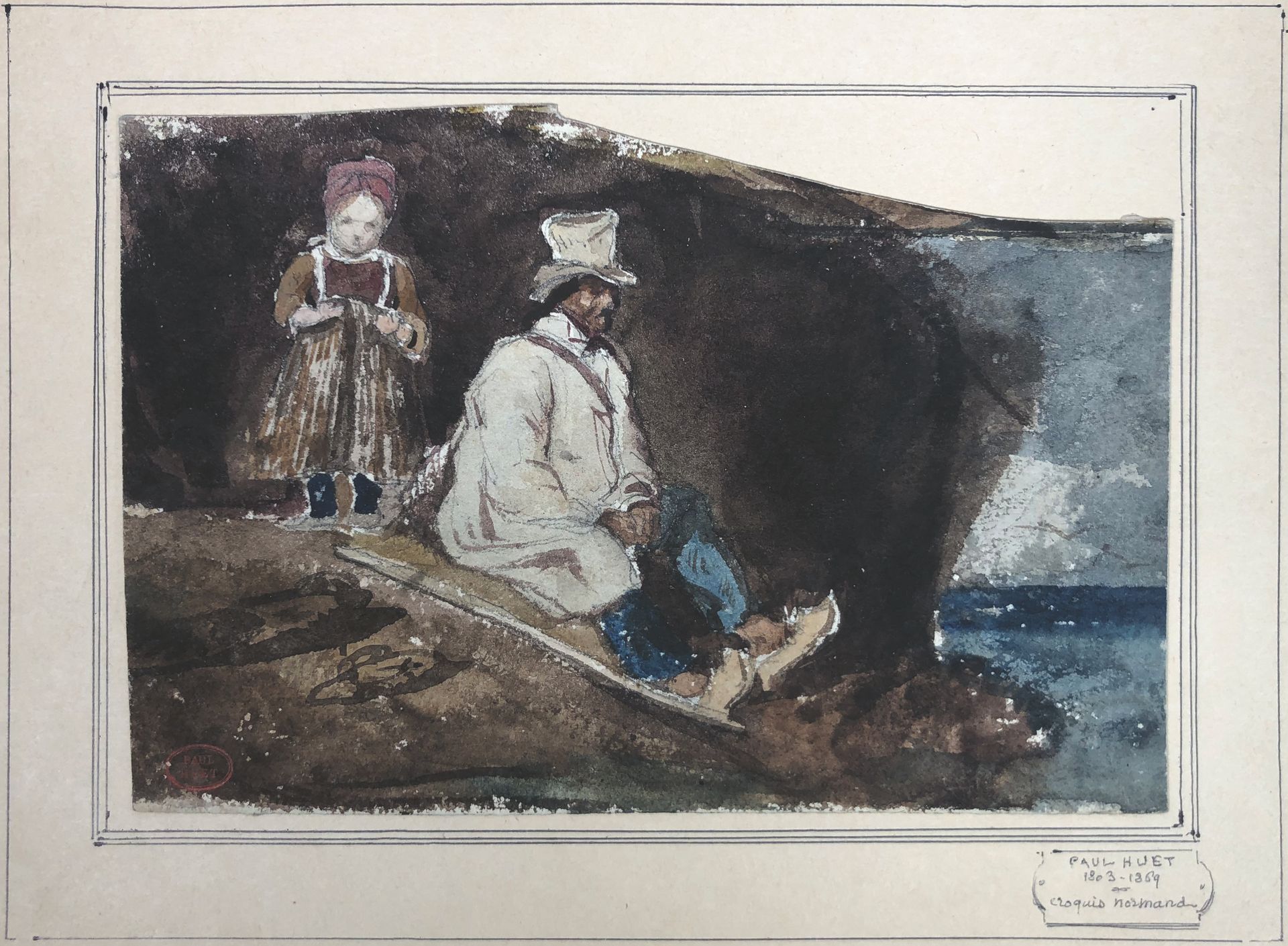 Null Paul HUET (1803-1869)

Skizze aus der Normandie.

Aquarell. Atelierstempel &hellip;