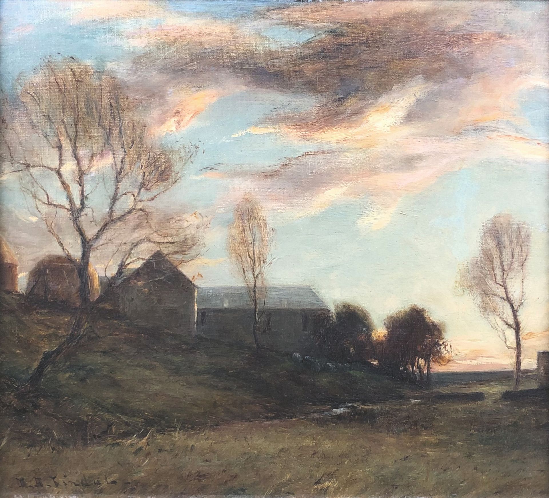 Null BINDALE（19世纪）

夕阳下的风景。

两幅油画，左下和右下有签名。

30.5 x 35 cm