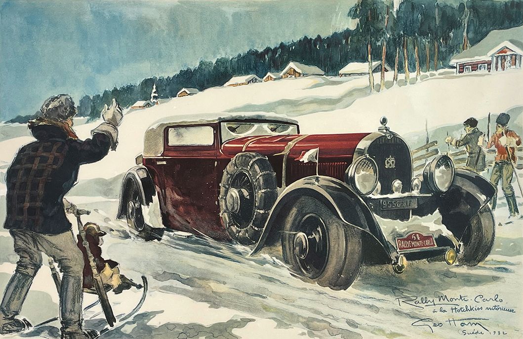 Null Géo HAM (Georges Hamel, 1900-1972)
"Rallye Monte Carlo à la hotchkiss victo&hellip;