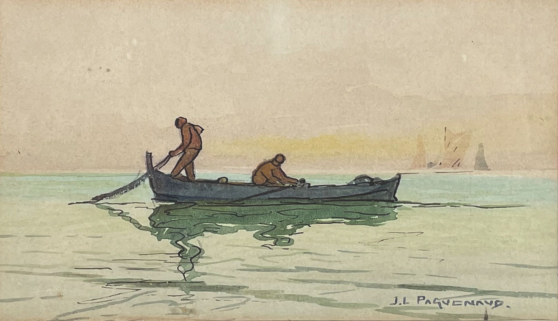 Null Jean-Louis PAGUENAUD (1876-1952)
Barque de pêcheurs.
Aquarelle signée en ba&hellip;