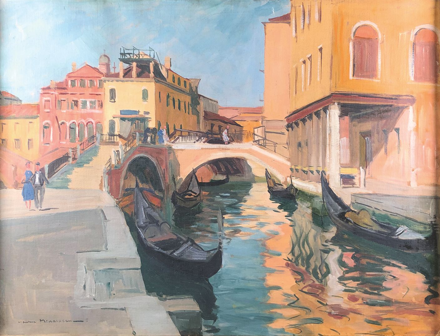 Null Maurice MENARDEAU (1897-1977)
Les gondoles à Venise.
Huile sur toile signée&hellip;