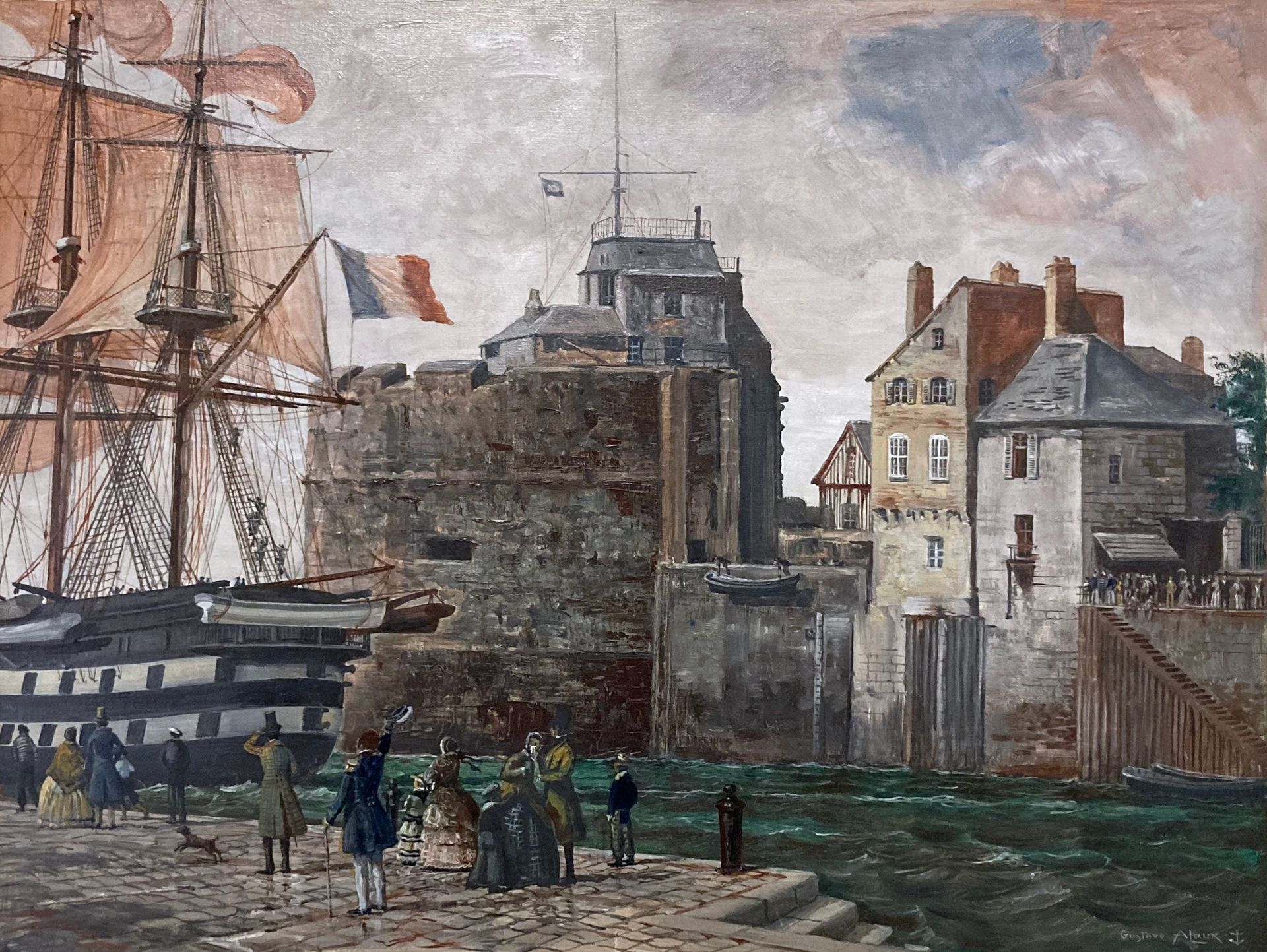 Null Gustave ALAUX (1887-1965)
Vaisseaux partant du Havre.
Huile sur toile signé&hellip;