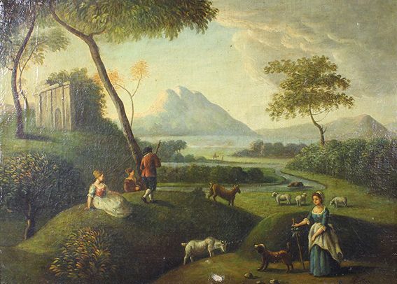 Ecole Anglaise du XVIIIe siècle 
Pastorale.
Peinture sur toile, porte une signat&hellip;
