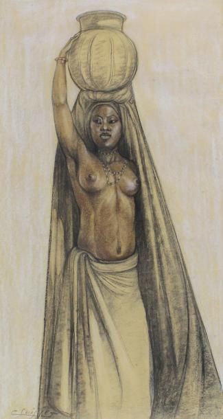 Gaston SUISSE (1896 - 1988) Porteuse d'eau. Furoviah. Darfour. Vers 1928.
Crayon&hellip;