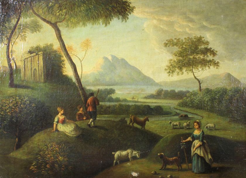 Ecole Anglaise du XVIIIe siècle Pastorale.
Huile sur toile signée Pitter en bas &hellip;