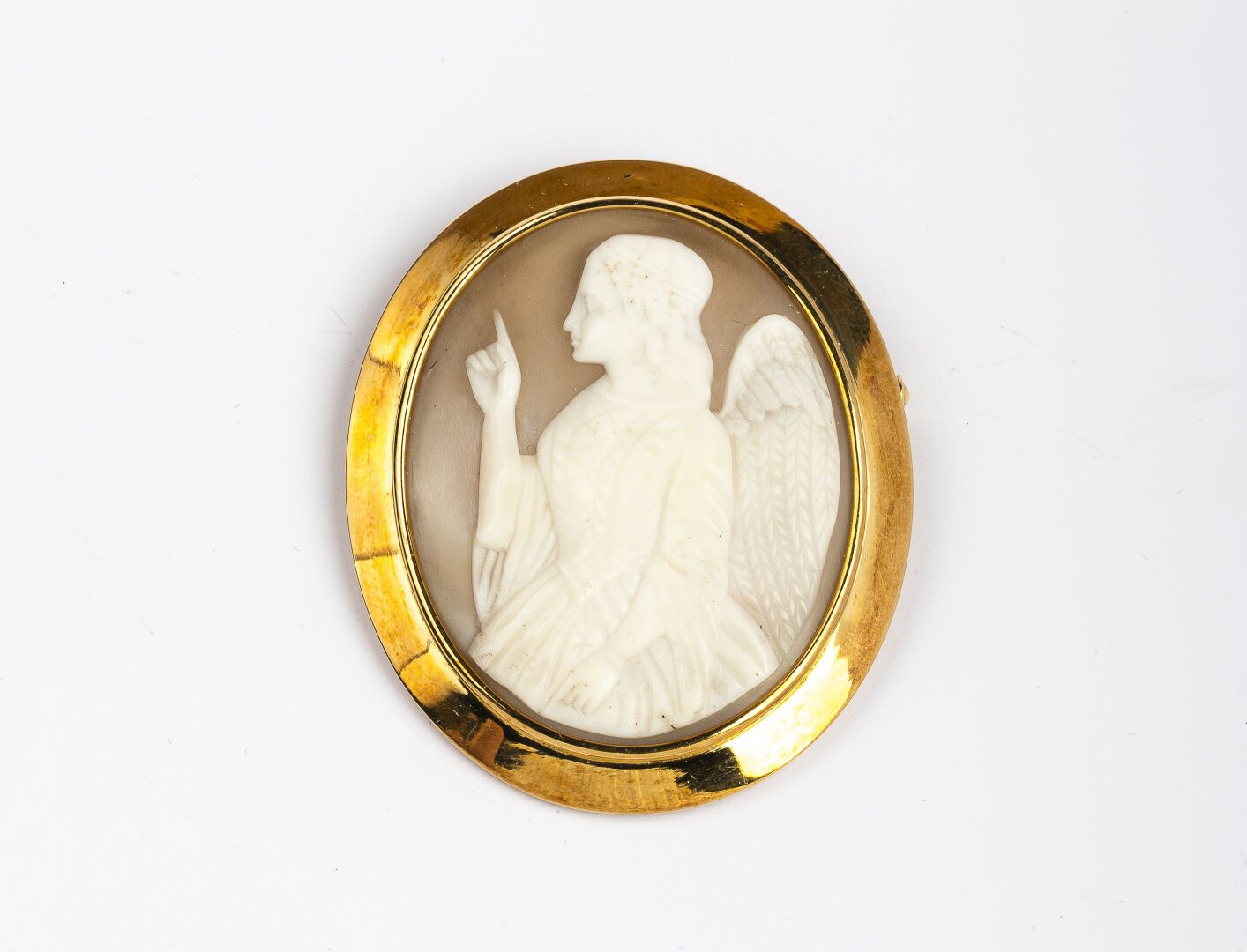 Null BROCHURE

In gold 750°/°°

Decorated with a shell cameo "Allegory of the An&hellip;