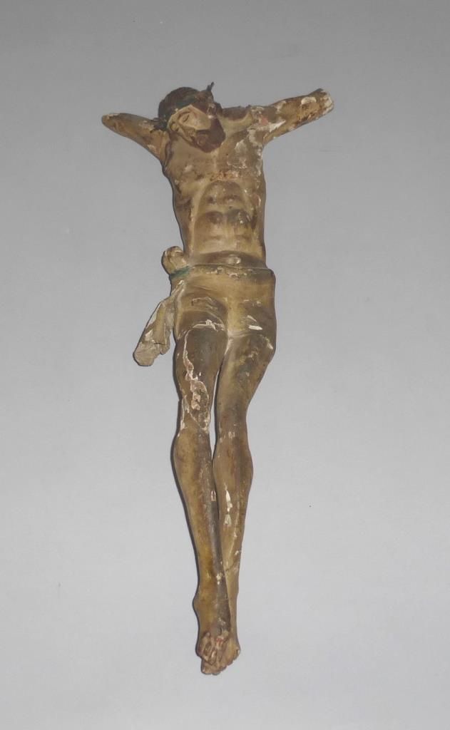 Null Corps de christ en bois polychrome. XVIIe siècle 

(manques)

H.60 cm