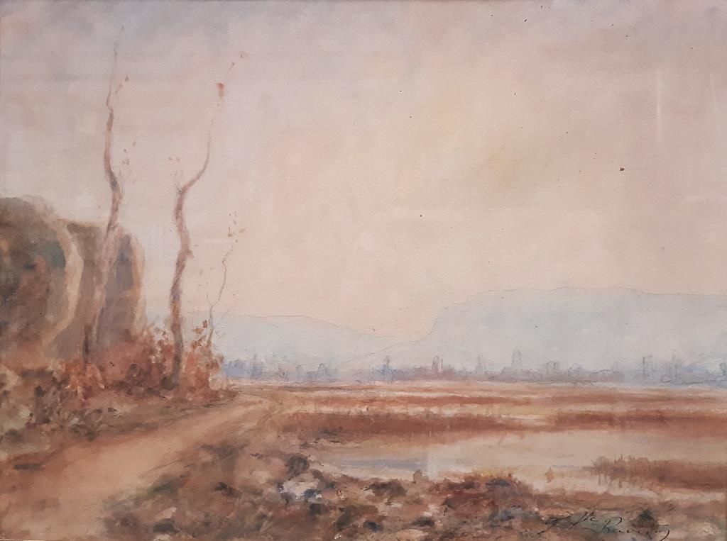 Null Auguste RAVIER (1814-1895) "Paysage à l'étang" 

Aquarelle, signée en bas à&hellip;