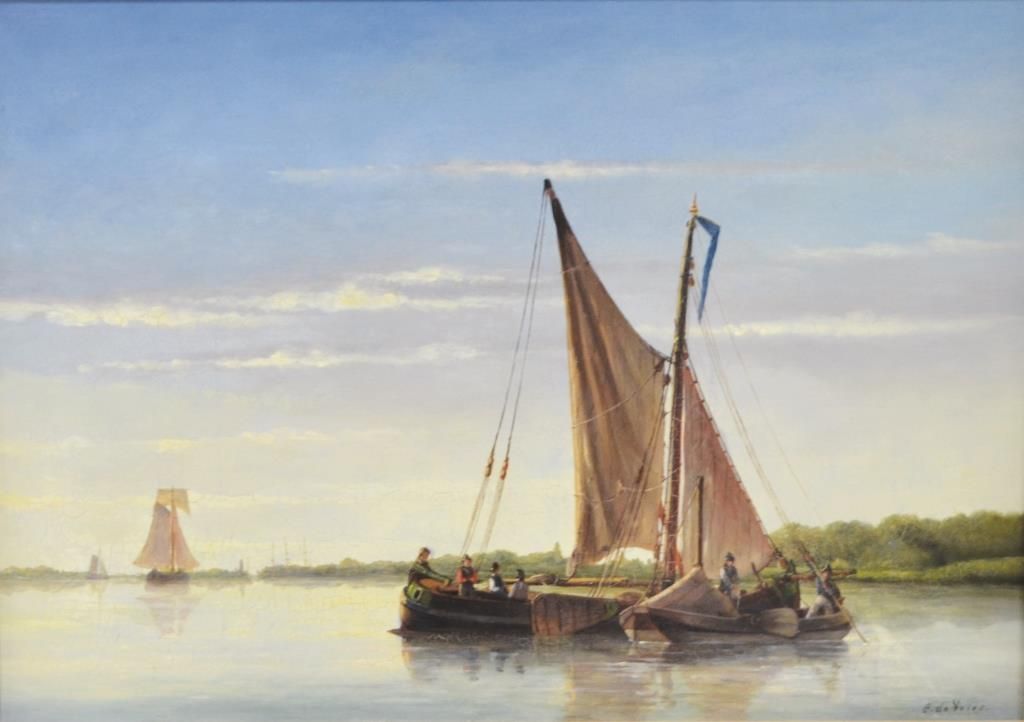 Emanuel de VRIES (1816-1875) 
Emanuel de VRIES (1816-1875)《渔民的船》。




面板油画，右下角有签&hellip;