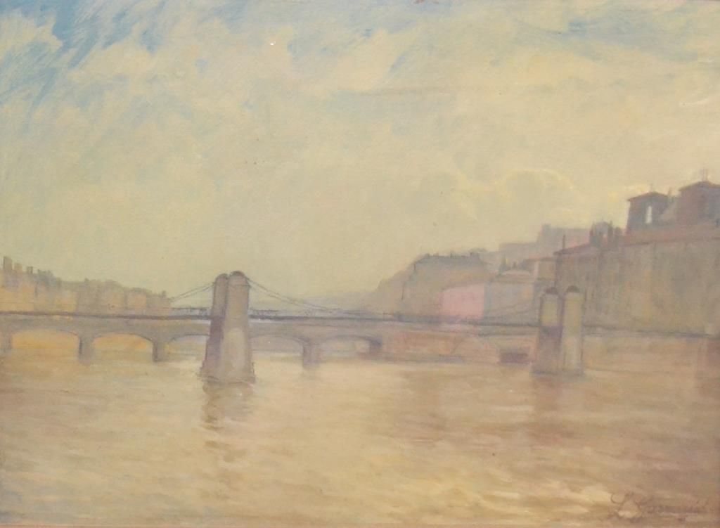 Léon GARRAUD (1877-1961) 
Léon GARRAUD (1877-1961) " Pont à Lyon "
Huile sur pap&hellip;