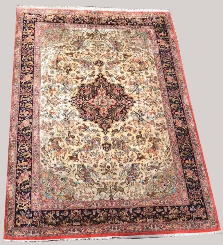 Null 
INDO-PERSAN - Teppich aus Wolle und Seide mit einem Dekor aus Jagdszenen a&hellip;