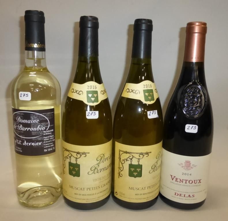 Null 4瓶：1瓶PAYS D'OC白葡萄酒 LE P'T T DERNIER DE BARROUBIO 2018，2瓶VDP VAUCLUSE白葡萄酒 DO&hellip;