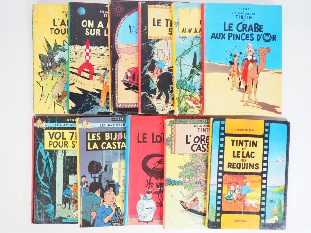 Null LOT de 11 Albums "Les Aventures de Tintin " dont 1 album Cinéma (Lac aux re&hellip;