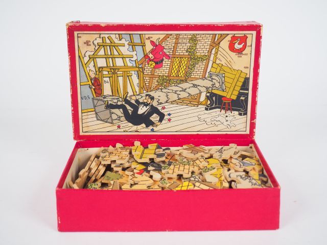 Null PUZZLE TINTIN Bois 1950 N°9"Les 7 boules de cristal" TBE / Timbre Tintin av&hellip;