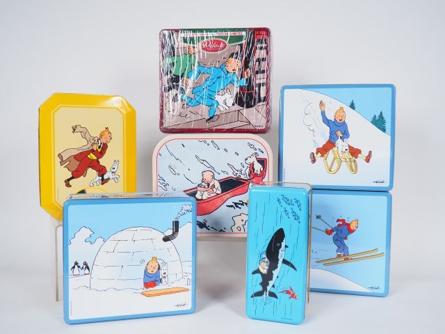 Null 3 boites métal "Tintin à la Neige" Série 2003 + 4 diverses TBE