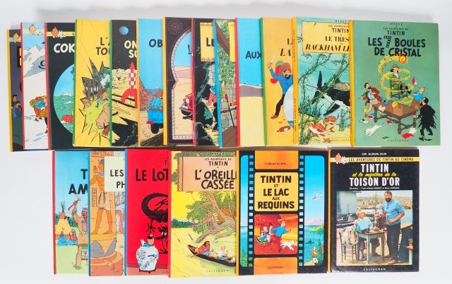 Null LOT de 17 Albums "Les Aventures de Tintin" année 1970 + 2 albums Cinéma (La&hellip;