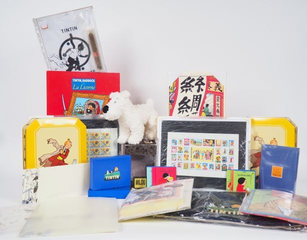 Null Superbe lot comprennat : 2 sac en voiture Tintin, 2 boites jeu de cartes en&hellip;