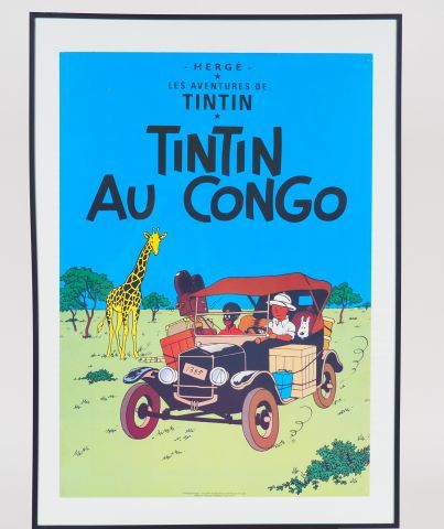 Null CADRE AFFICHE TINTIN "AU CONGO" 70/50 cm édition HAZAN CV01