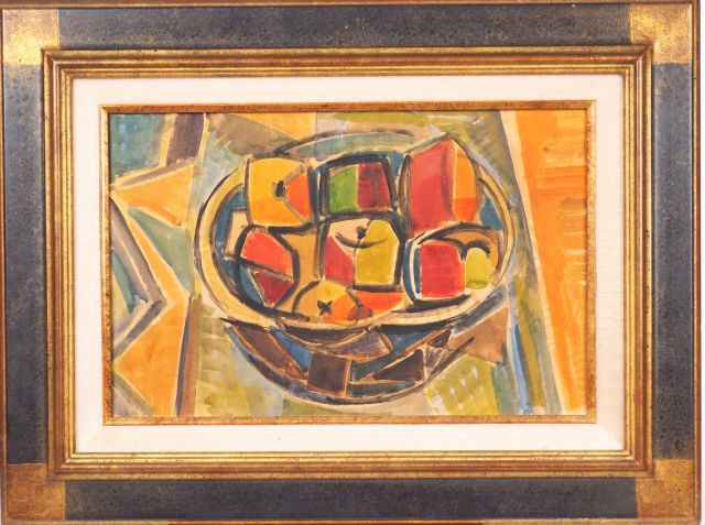 Null LATAPIE "Cubist still life".

Watercolor on paper mounted on canvas, signed&hellip;