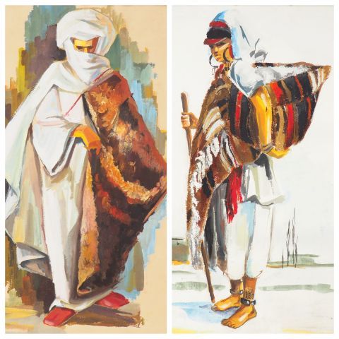 Null BEN DAHMANE. Gouache signed down right "Portrait of an Arab". 

Dim. 64 x 4&hellip;