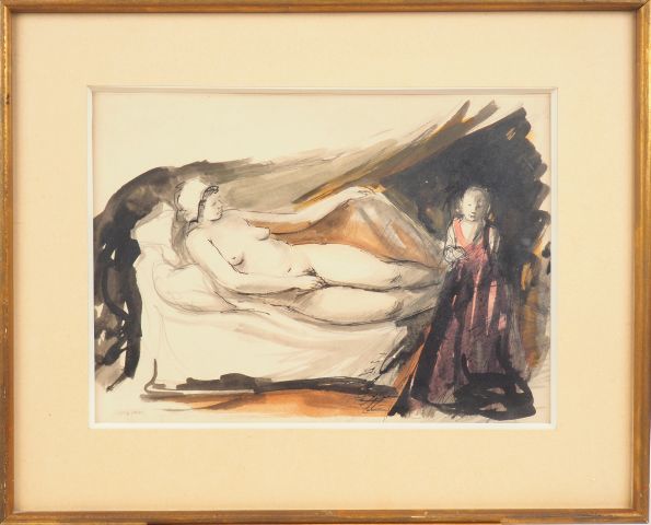 Null CREIXAMS "Odalisque

Watercolour, signed lower left 

Dim. 29,5 x 41 cm