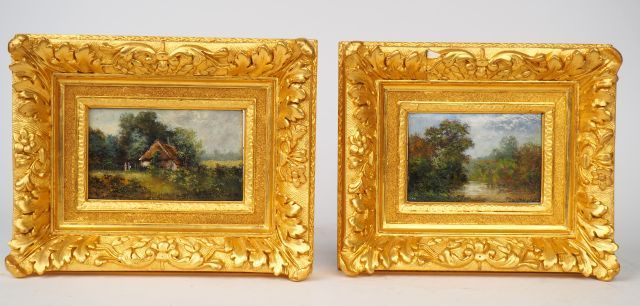 Null F. PIERDON.

"Lake landscape" and "Thatched cottages".

Two oils on panels,&hellip;