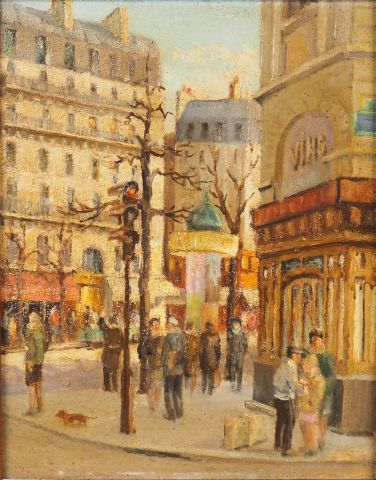 Null Escuela francesa del siglo XX "París, la calle animada".

Óleo sobre tabla &hellip;