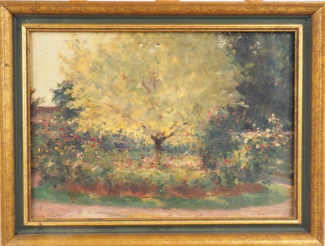 Null Louis Joseph ANTHONISSEN 

"Albero e fiori".

Olio su tela.

Dim. 26 x 36 c&hellip;