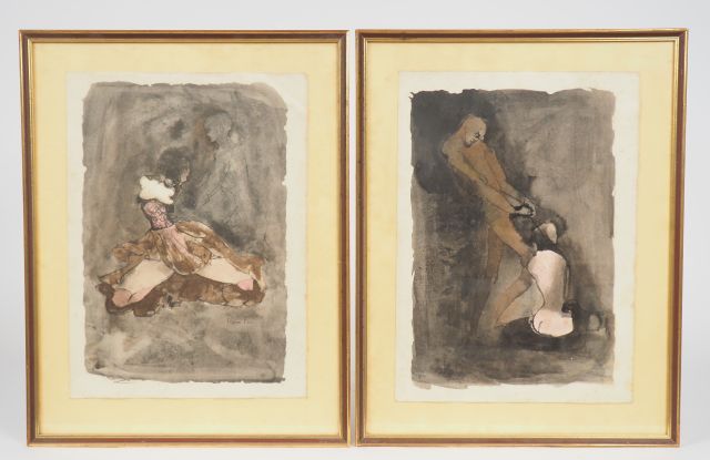 Null Leonor FINI "Erotische Szenen". 

Paar Aquarelle 

Größe 38,5 x 27,5 cm