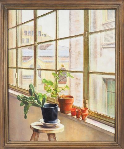 Null School XXth "Still life with indoor plants".

Oil on canvas

Dim. 60,5 x 49&hellip;