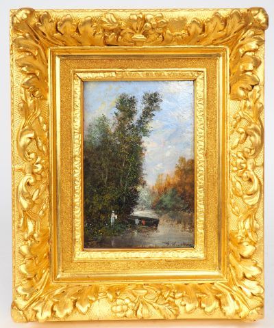 Null F. PIERDON.

"Fisherman near the pond".

Oil on panel in a wooden frame and&hellip;