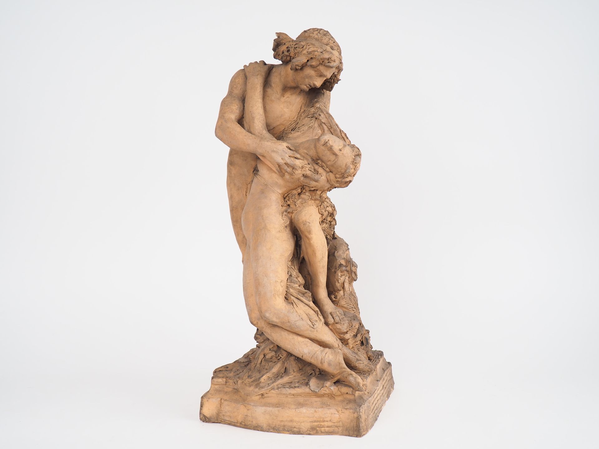 Null French school XIXth.

"Orpheus and Eurydice".

Group in terra cotta.

H. 50&hellip;