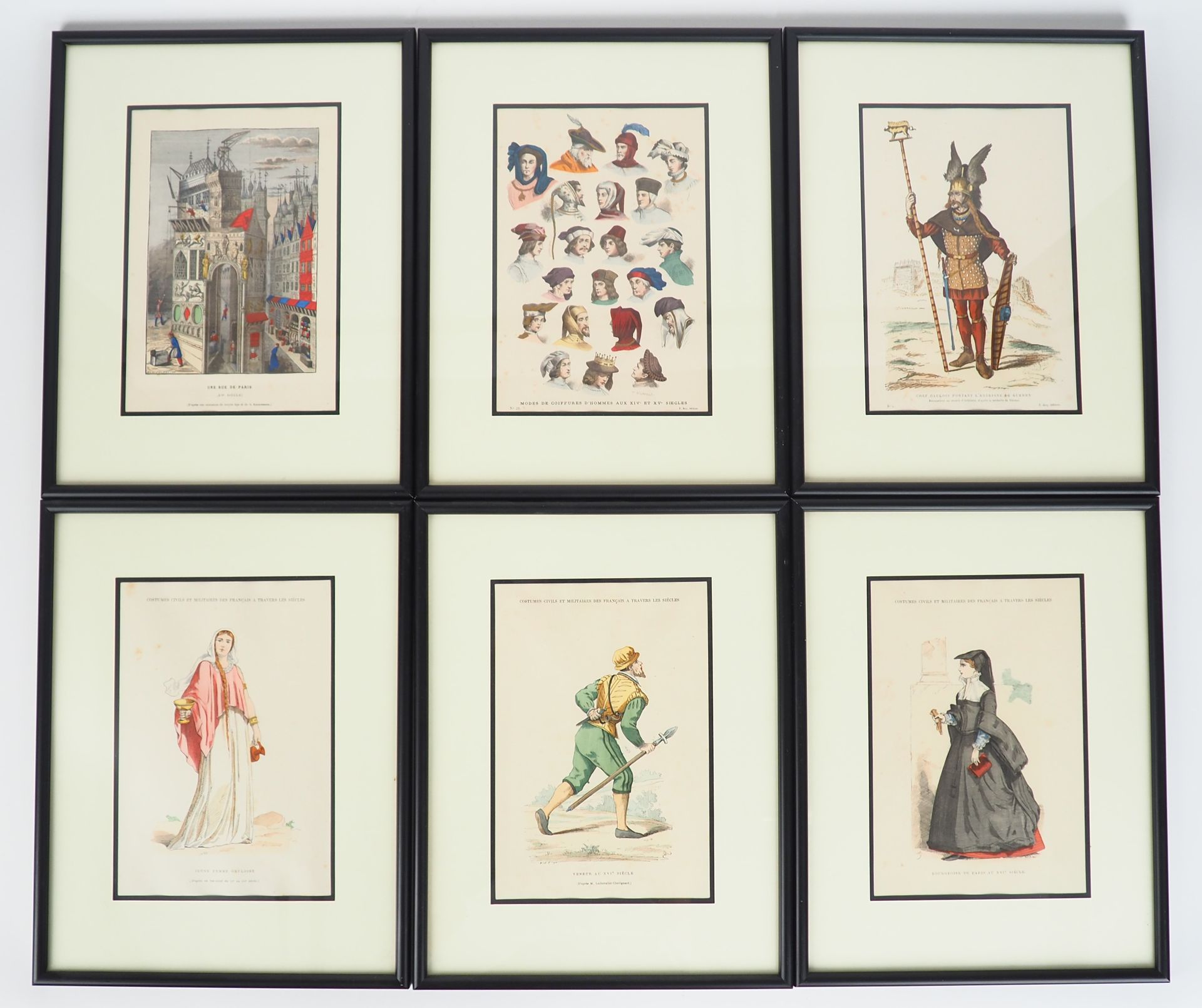 Null 9幅彩色雕版画系列。

-几个世纪以来法国人的民用和军用服装 (7)

- 14世纪和15世纪男子发型的时尚"（1）。

- 十五世纪的巴黎街头 (1&hellip;