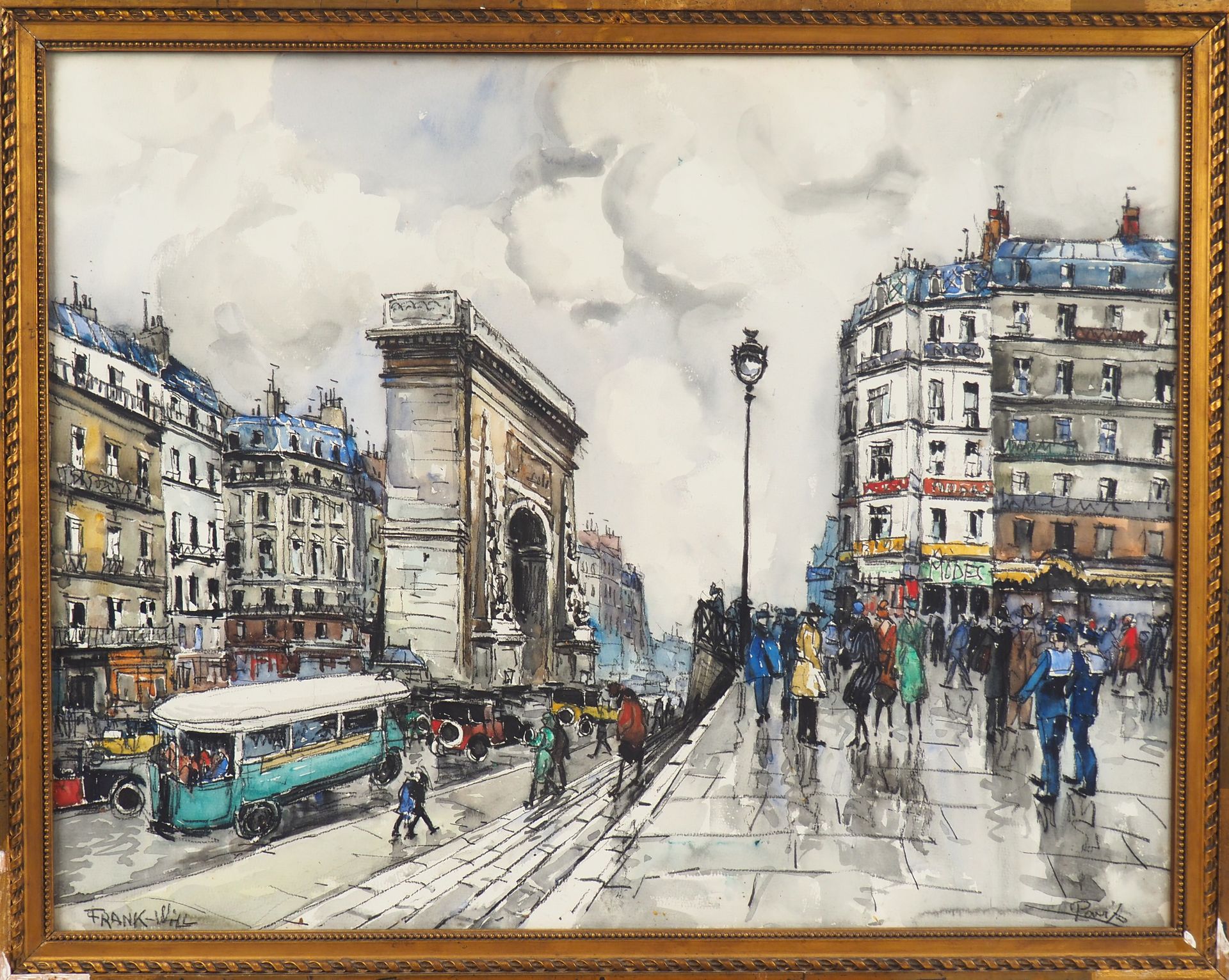 Null FRANK WILL.

"Paris, die großen Boulevards, Porte Saint Denis".

Aquarell.
&hellip;