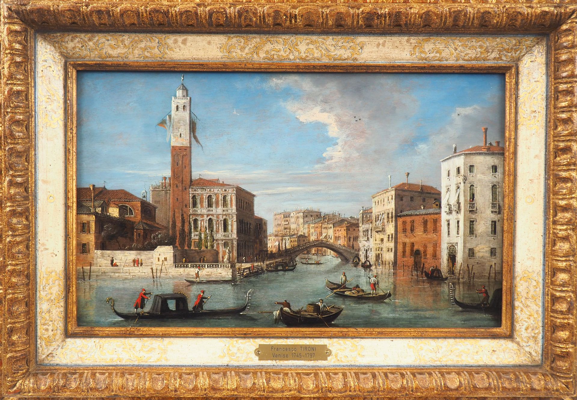 Null Venetian school XVIIIth century.

"Venice, the Grand Canal".

Oil on panel.&hellip;