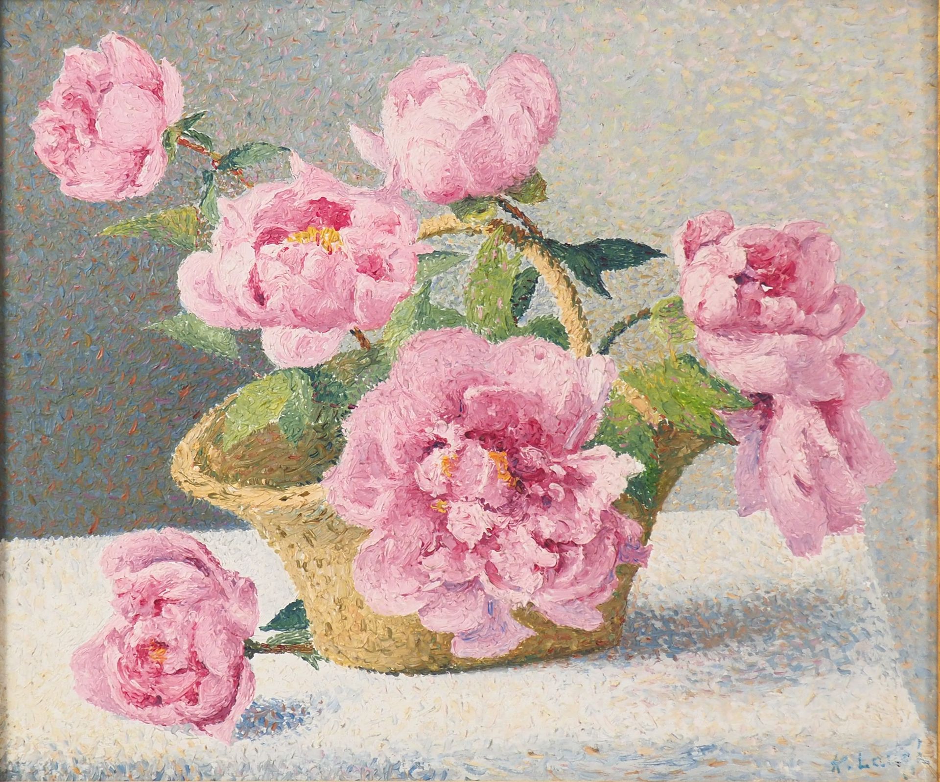 Null 
A. LAUGE. 




"Corbeille de pivoines"




Huile sur toile. Cachet en bas &hellip;