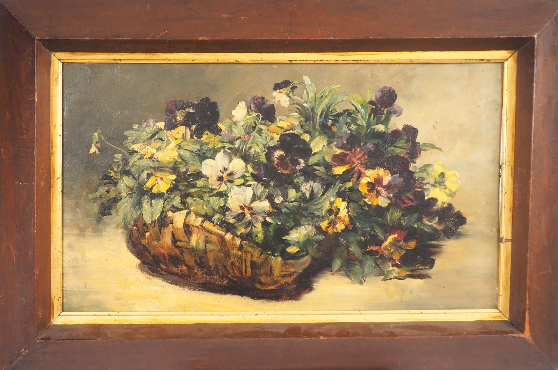 Null Victor LAINE.
"Le panier de fleurs".
Huile sur toile, signée au dos.
Dim. 4&hellip;