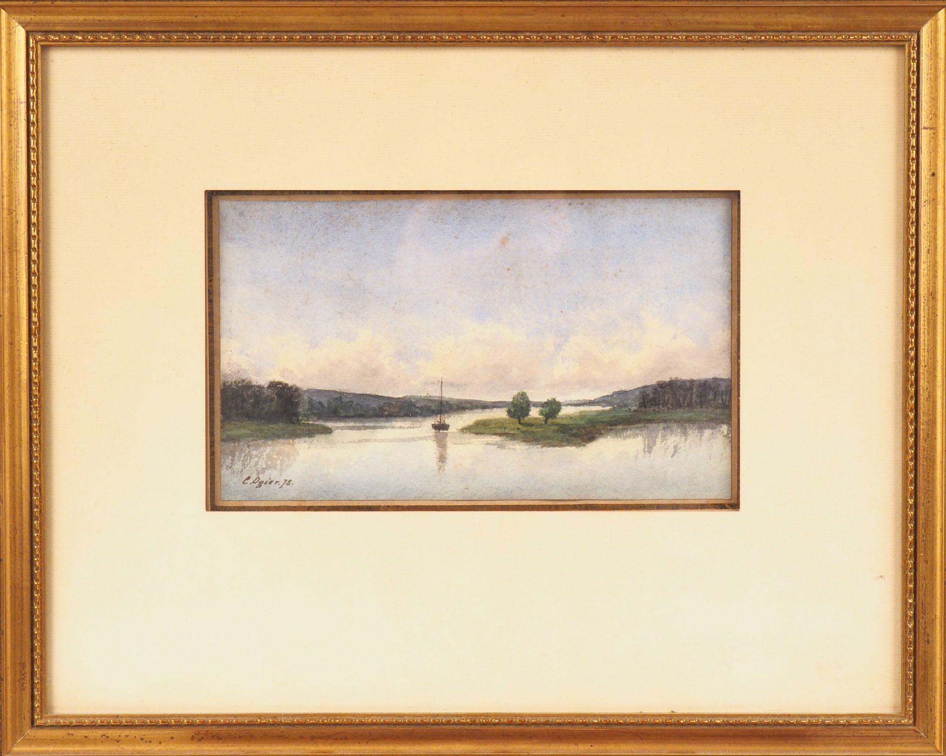 Null C. OGIER.
"paysage lacustre"
Aquarelle, signée en bas à gauche et datée 78
&hellip;