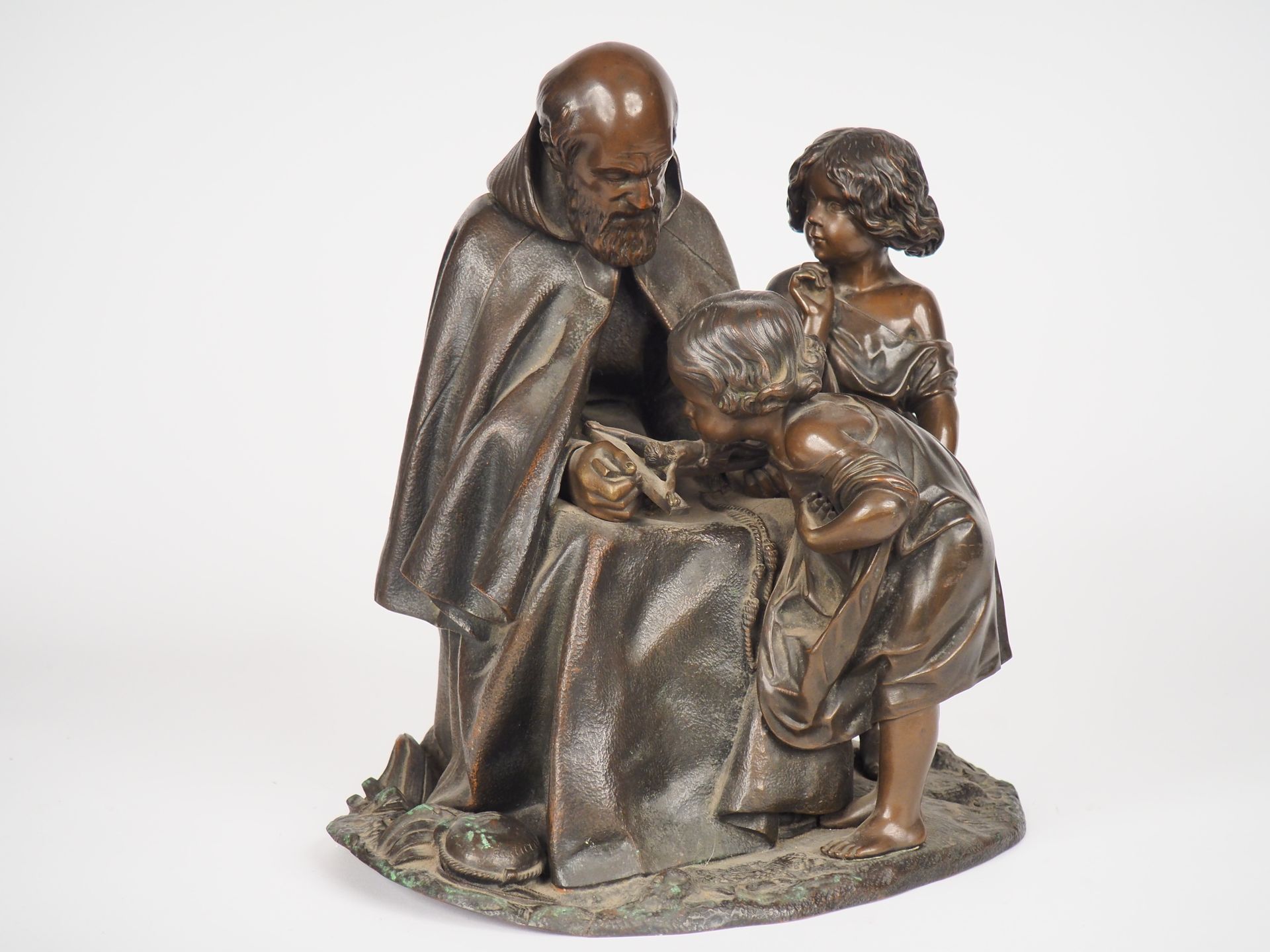 Null GAUTIER. 
"los niños y el capuchino".
Grupo de bronce con pátina marrón.
Fi&hellip;