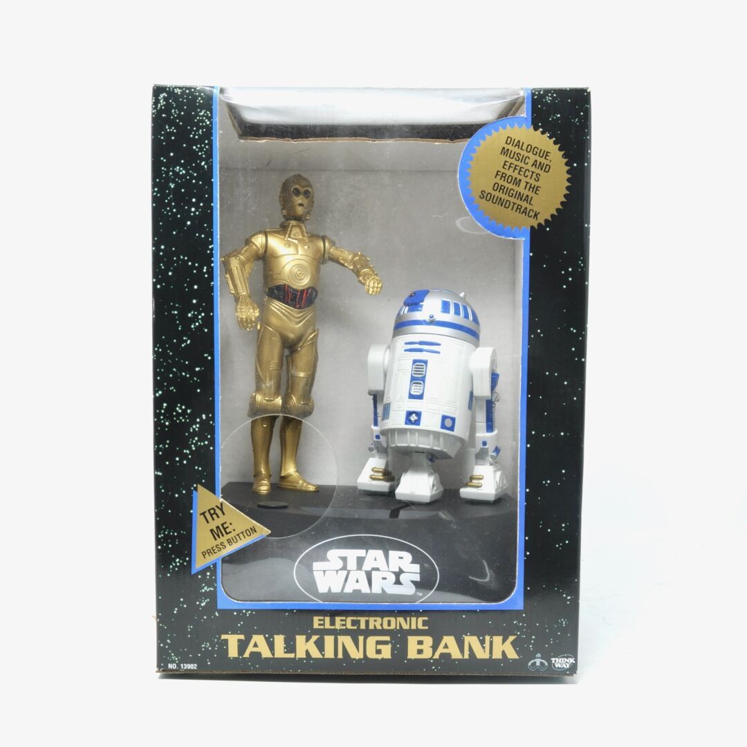 Null STAR WARS

"C-3PO & R2-D2 Talking Bank"

Thinkway Toys, 1990

Tirelire en p&hellip;