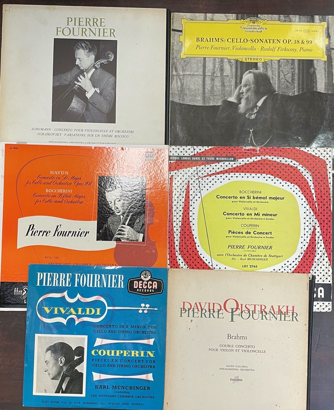 Pierre FOURNIER 六张25厘米/33T的唱片--皮埃尔-福尼尔/大提琴，各种标签

VG至EX；VG至EX