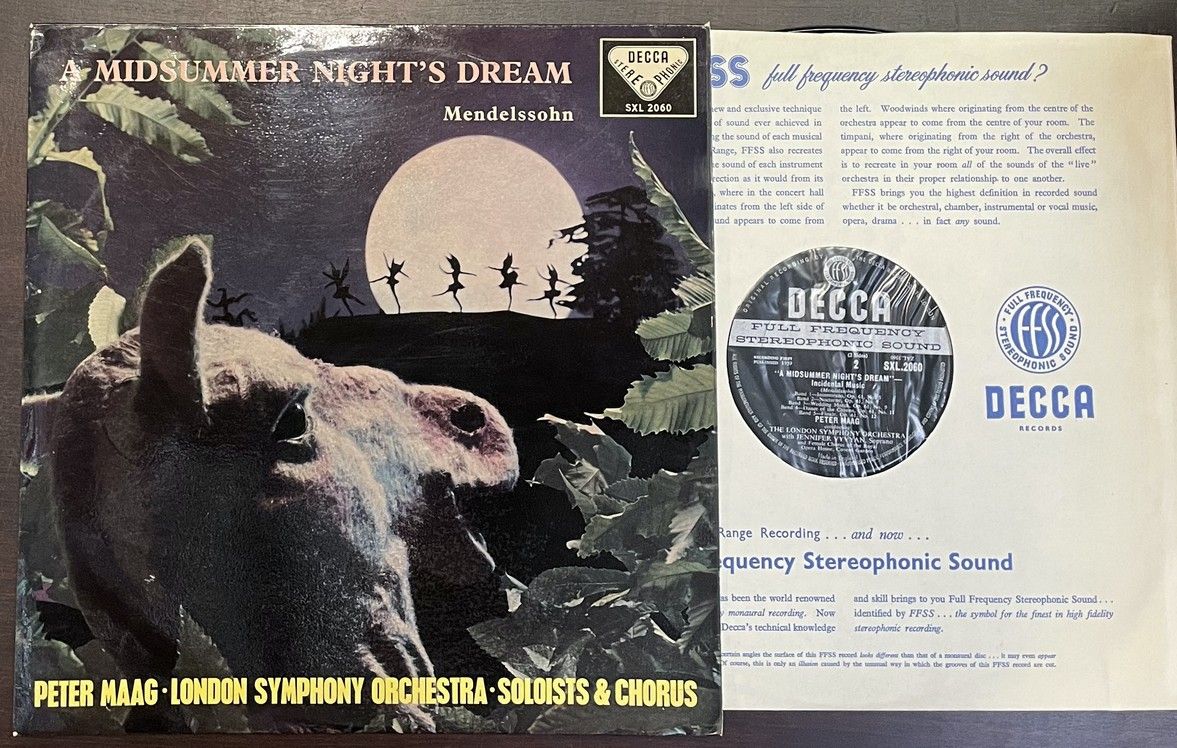 Peter MAAG 一张33T光盘--彼得-马格/指挥，Decca厂牌，《门德尔松仲夏夜之梦》。

型号 : SXL 2060 (立体声)

VG+/EX; &hellip;