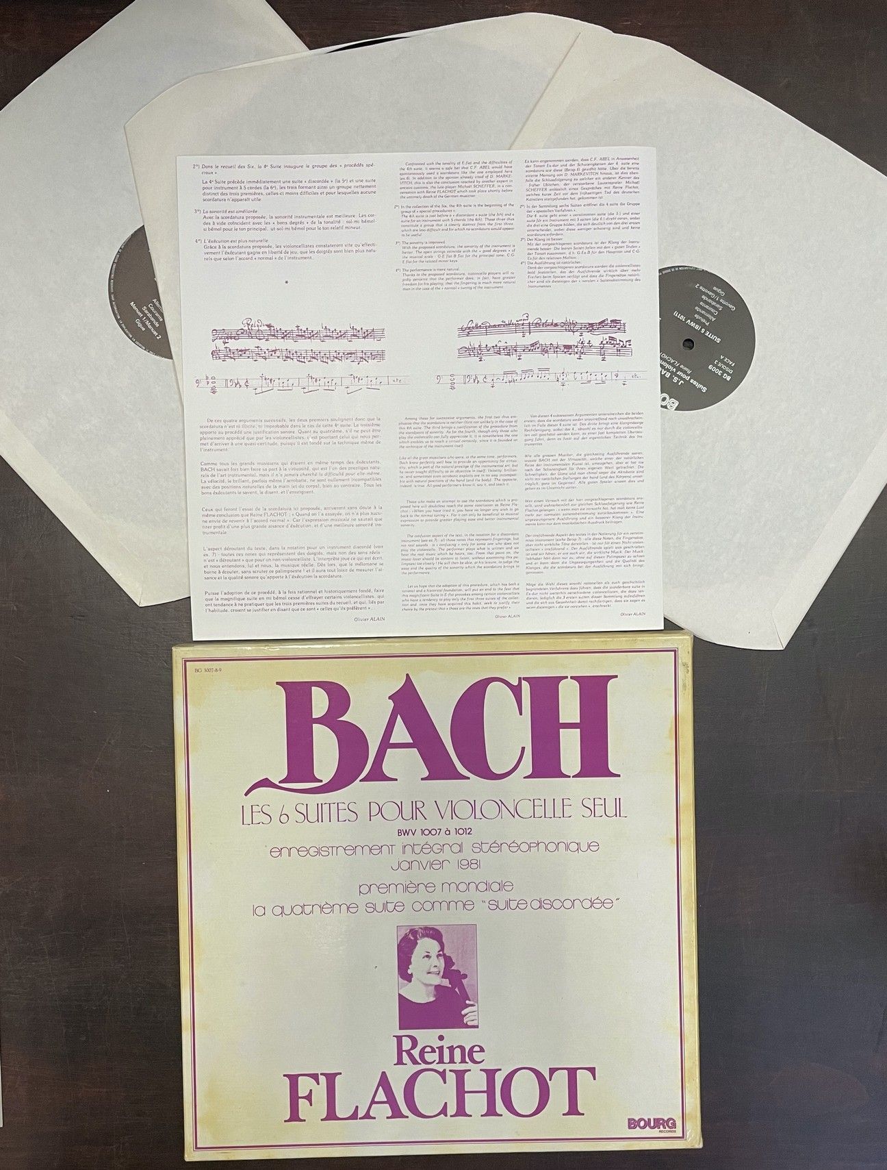 Reine FLACHOT Un coffret (3 x 33T+livret) - Reine Flachot/violoncelle, label Bou&hellip;