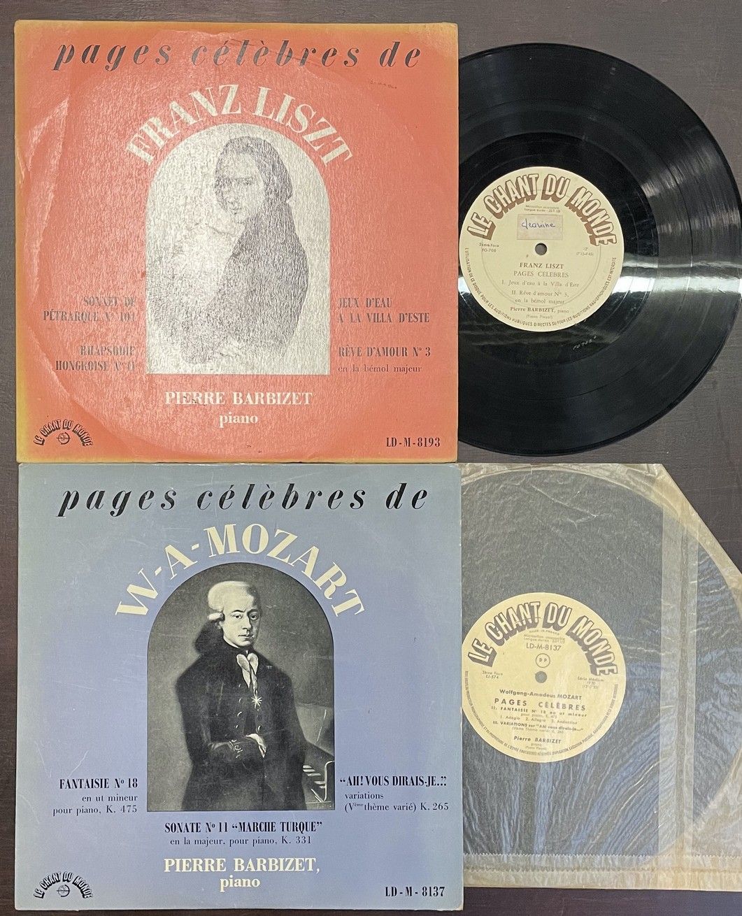 Pierre BARBIZET 两张25厘米的唱片--皮埃尔-巴比泽/钢琴，《世界之声》标签

编号：LD M 8137；LD M 8193

VG+，VG至V&hellip;