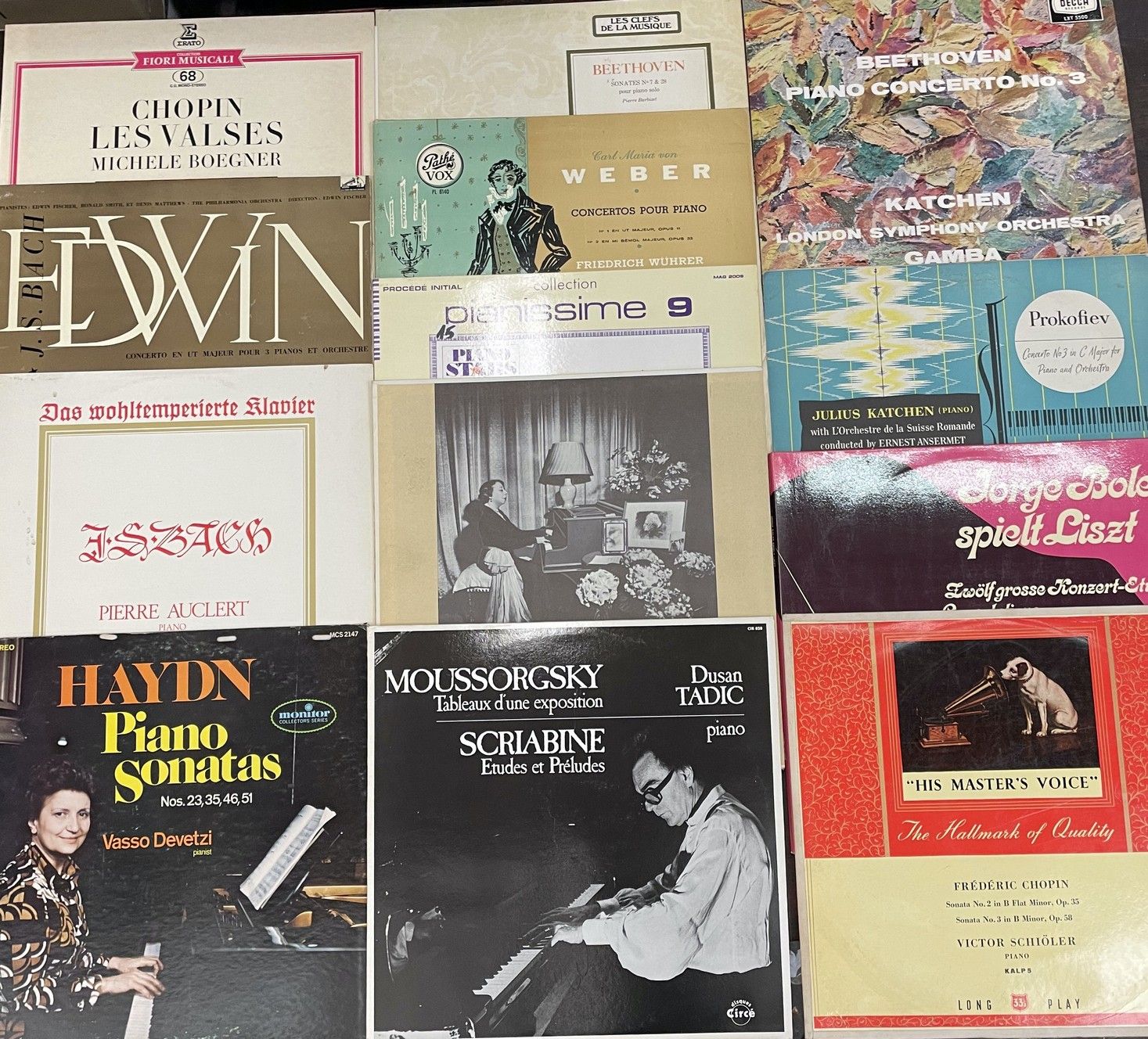 PIANO 十三张唱片--钢琴，不同的表演者，不同的标签

VG至EX；VG至EX
